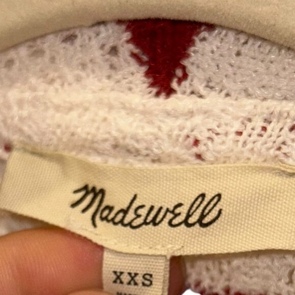 madewell cinnamon red white textured Breton stripe knit sweater top XXS - Picture 3 of 3